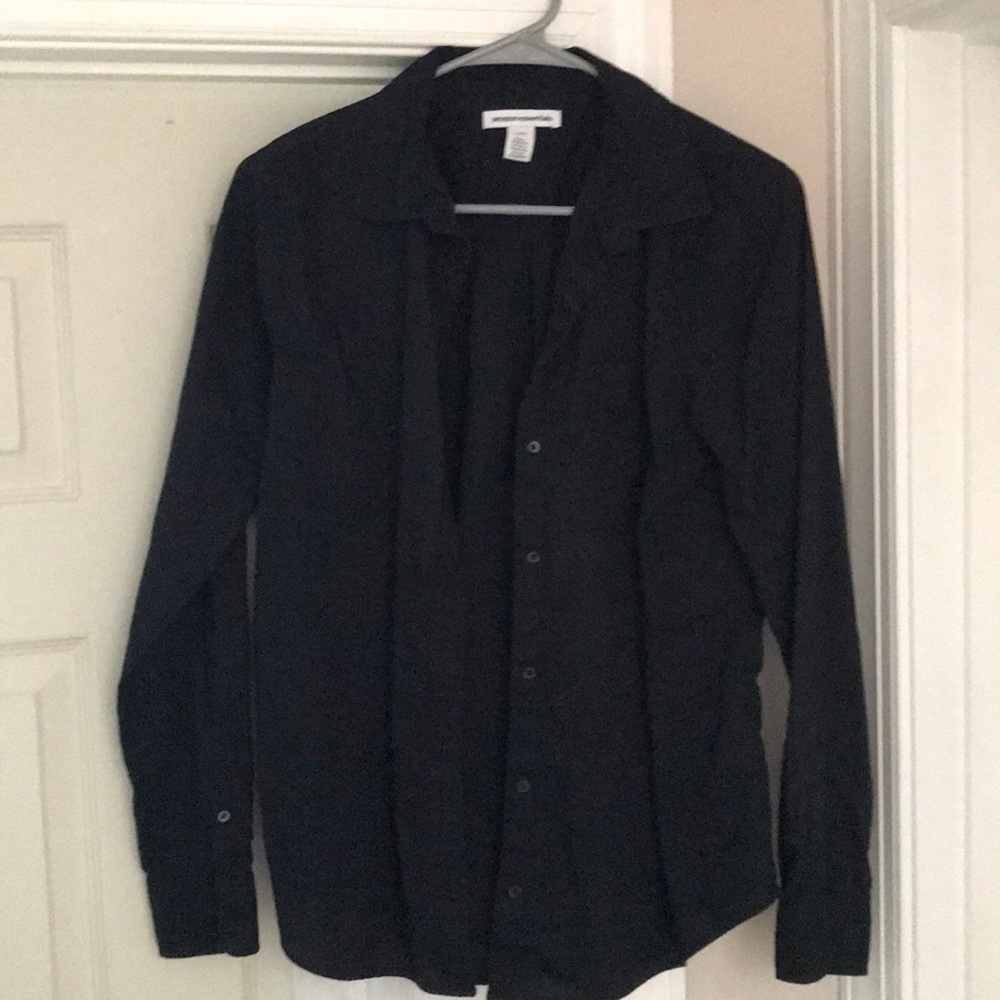 Black, long-sleeve, button down